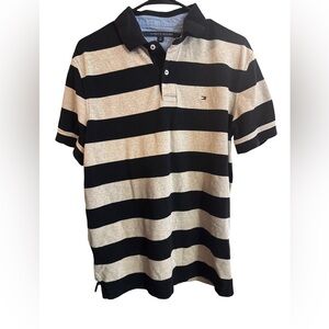 Tommy Hilfiger Black and Tan Striped Tee